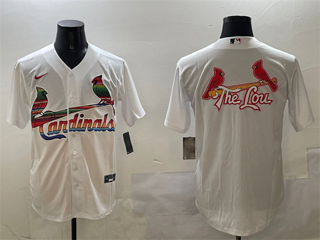 Men's St. Louis Cardinals Team Big Logo White Cool Base Stitched Baseball Jersey Men's St. Louis Cardinals Team Big Logo White Cool Base Stitched Baseball Jersey